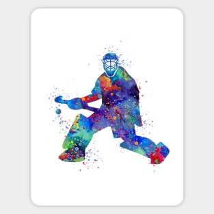 Boy Field Hockey Goalie Watercolor Silhouette Sticker